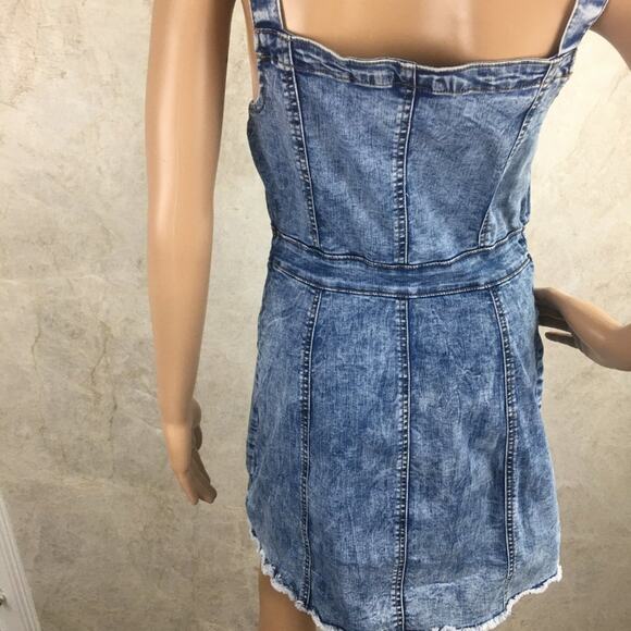 CISono Women's Acid Washed Denim Dress Bib Over-all Style Size S - Picture 4 of 16